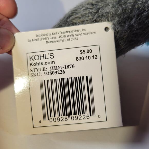 Kohl's Cares Owl Plush Stuffed Animal Gray Yellow Eyes 10" Toy Stuffie - Picture 12 of 12